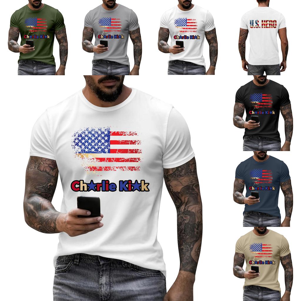 Men's Printed Short Sleeve T-Shirt Men's Loose Casual Short Sleeve Top