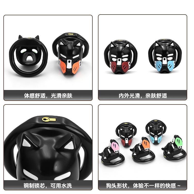 New Dog Head Chastity Cage with Colorful Mask and 6 Penis Rings BDSM K9 Training Fetish Gay Anti-Cheating Adult Toy for Men 18+