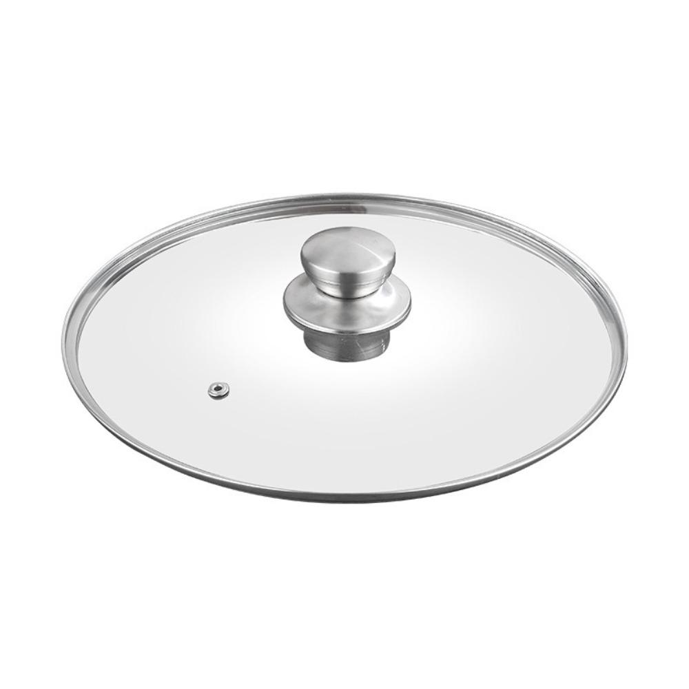 Round Tempered Glass Pot Lid Stainless Steel Frying Pan Cover Kitchen Accessories
