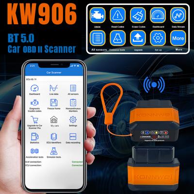 KONNWEI KW906 BT 5.0 Беспроводные инструменты для сканирования автомобильной диагностики OBDII Автомобильный детектор Тестер Сканер для системы IOS Android,