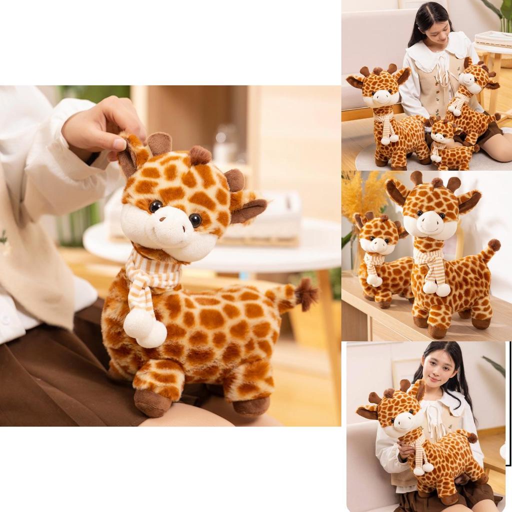 Cute Giraffe Plush Doll High Quality Short Plush Stuffed Animal Scarf Toy For Children