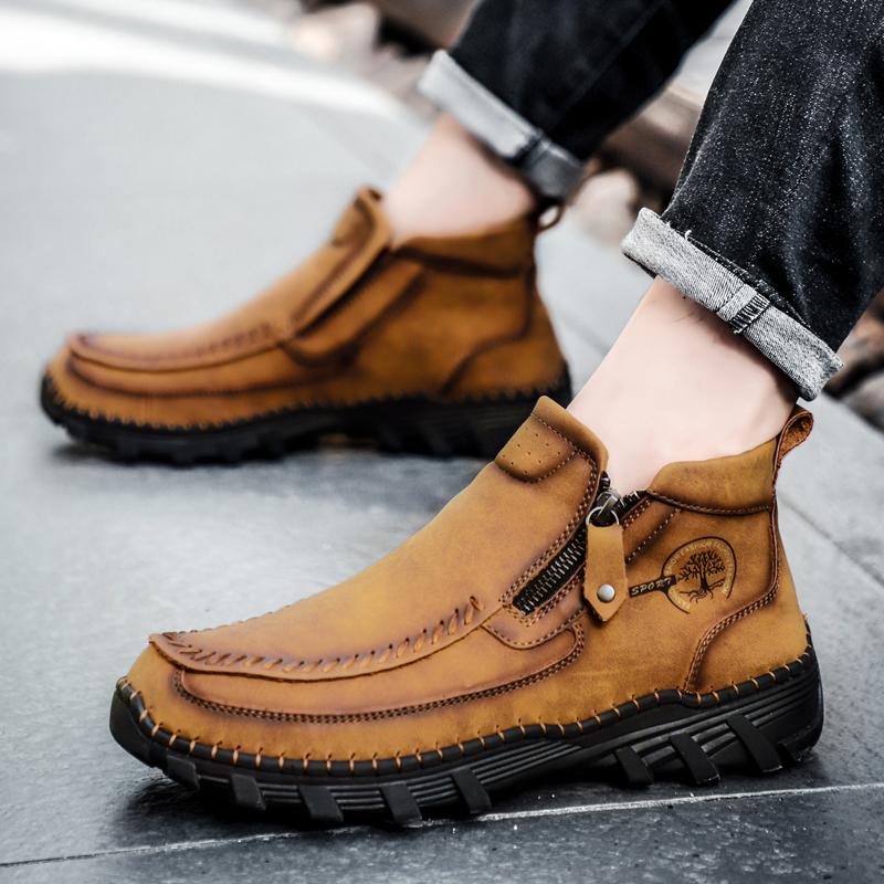 Мужские ботинки из натуральной кожи большого размера, удобные ботильоны для мужчин, повседневная обувь, осенне-зимняя мужская обувь