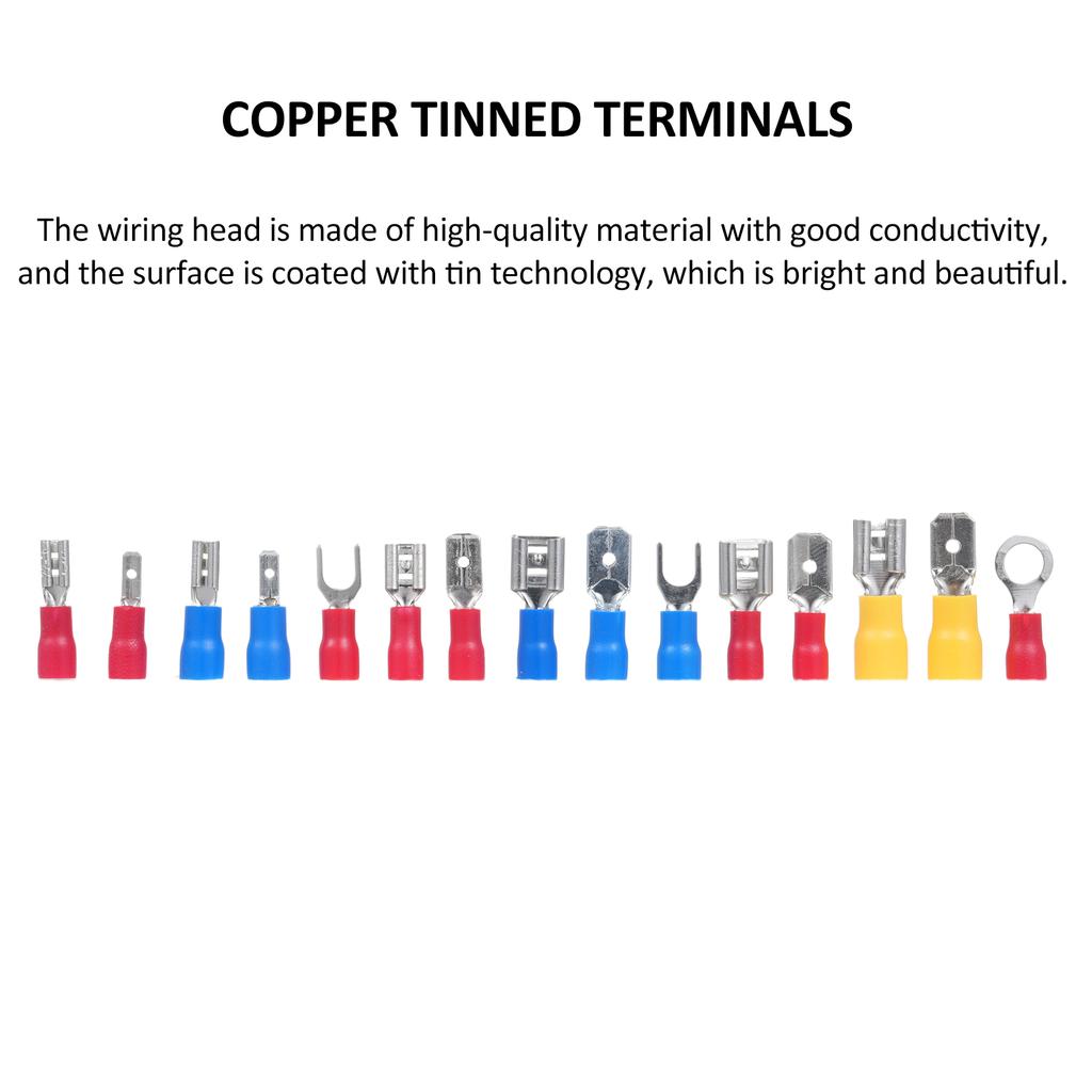 280PCS Cold Pressure Terminal Set Electrical Wire Connectors, Insulated Wire Crimp Terminals, Mixed Ring Spade Piggy Back Quick Disconnect Assortment