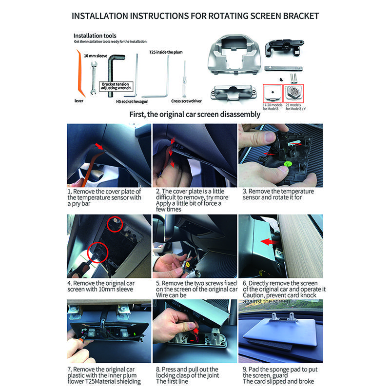 Вращающийся держатель экрана автомобиля для Tesla Model 3 Y 2017-2022, поворотный кронштейн для центральной консоли, поворот экрана GPS на 15/30 градусов