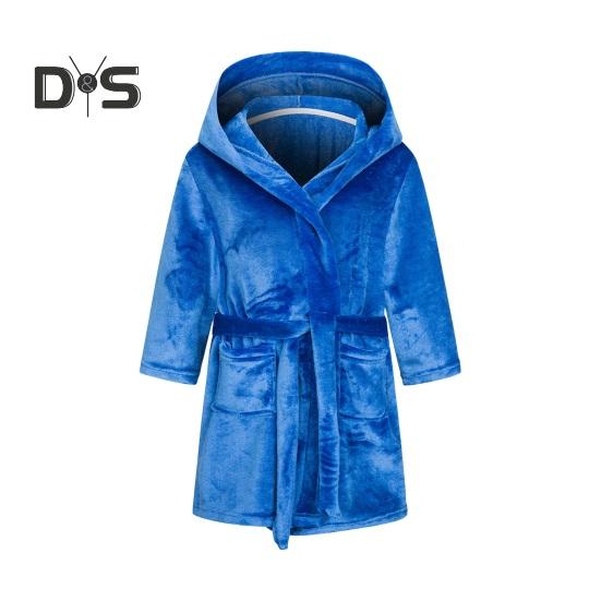 Фланелевый халат с капюшоном и завязкой на талии для девочек, мягкий пушистый банный халат для детей, теплый банный халат с принтом, капюшоном и карманами