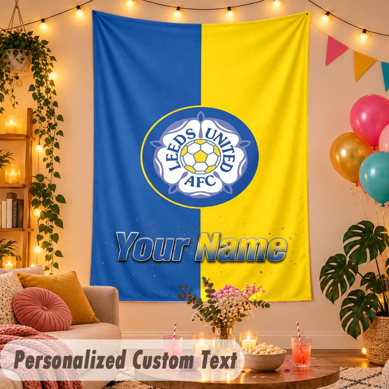 Leeds United Personalized Wall Tapestry Custom Name Text Polyester Hanging Decor Home Room