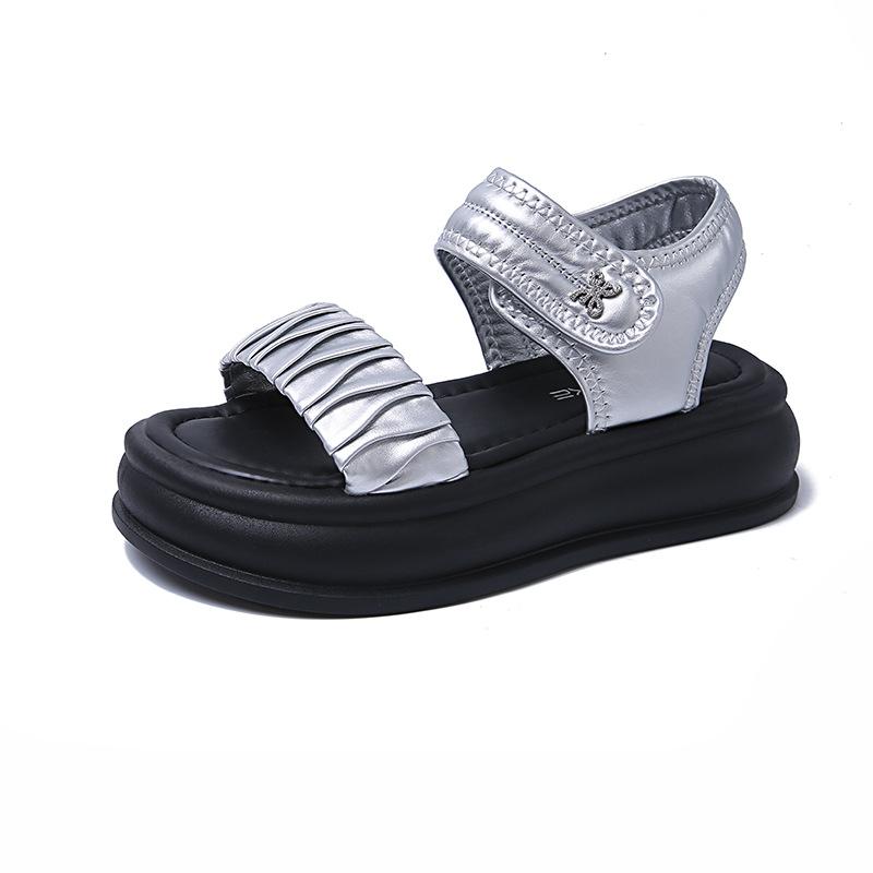 Sandals Women's Outer Wear 2025 Summer New Thick-soled Muffin Shoes with Skirts Flat-soled Roman Cool Slippers