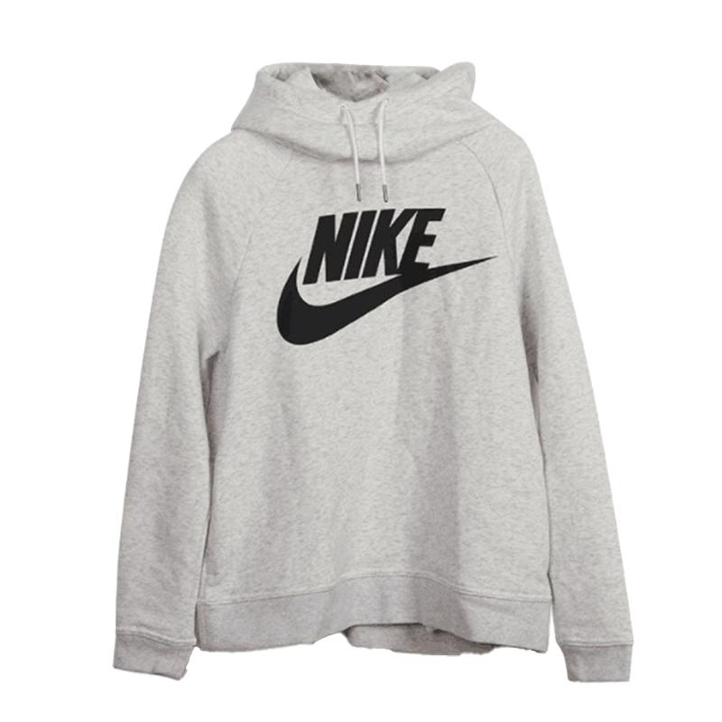Nike Американский ретро-бренд с логотипом, напечатанным на открытом воздухе, повседневная спортивная толстовка с длинным рукавом, женские толстовки с капюшоном, серый цвет 938061-091