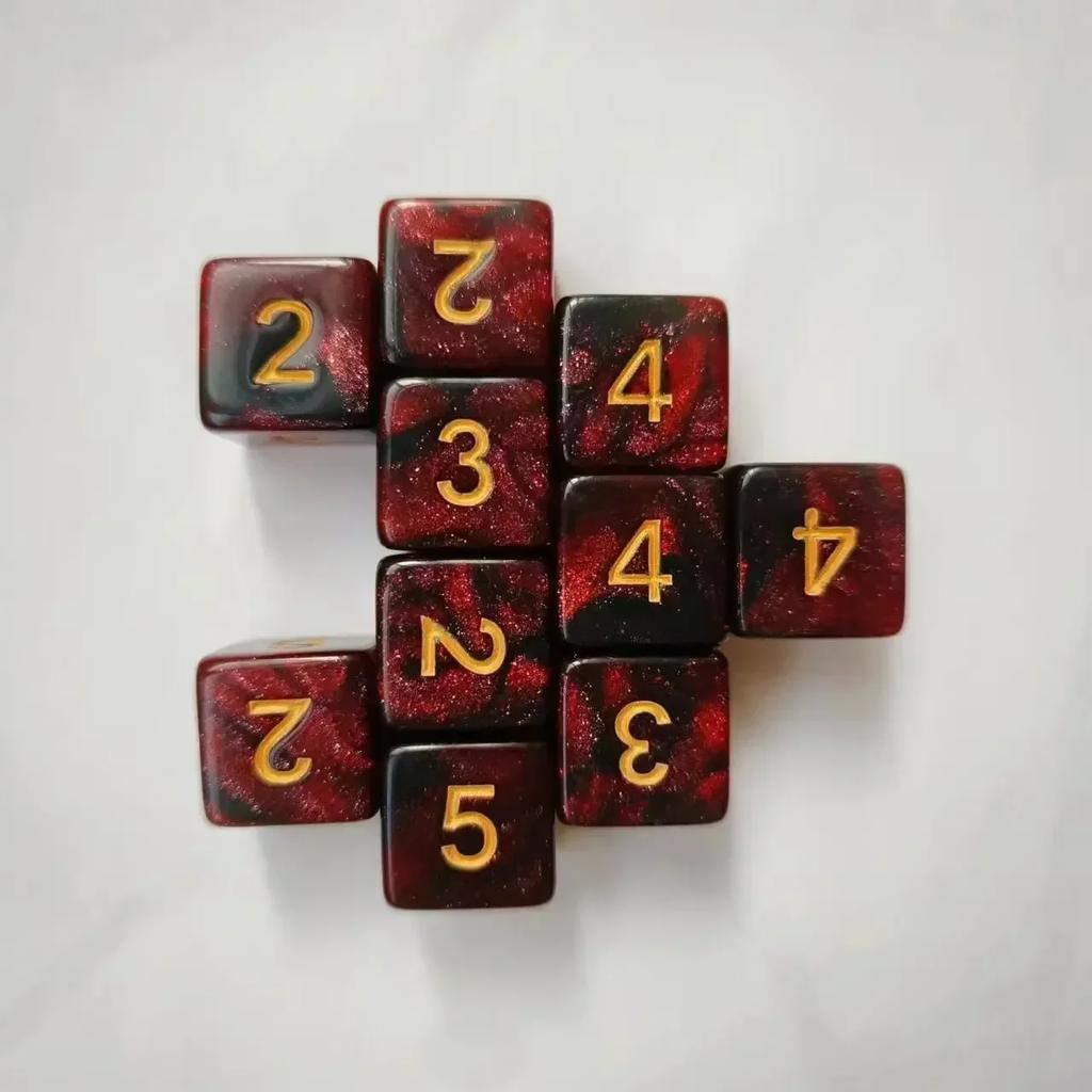 10 шт./набор 16 мм 6-гранные двухцветные цифровые игральные кости звездное небо квадратные акриловые игральные кости Ктулху для настольной игры Dnd COC TRPG набор игральных костей DND