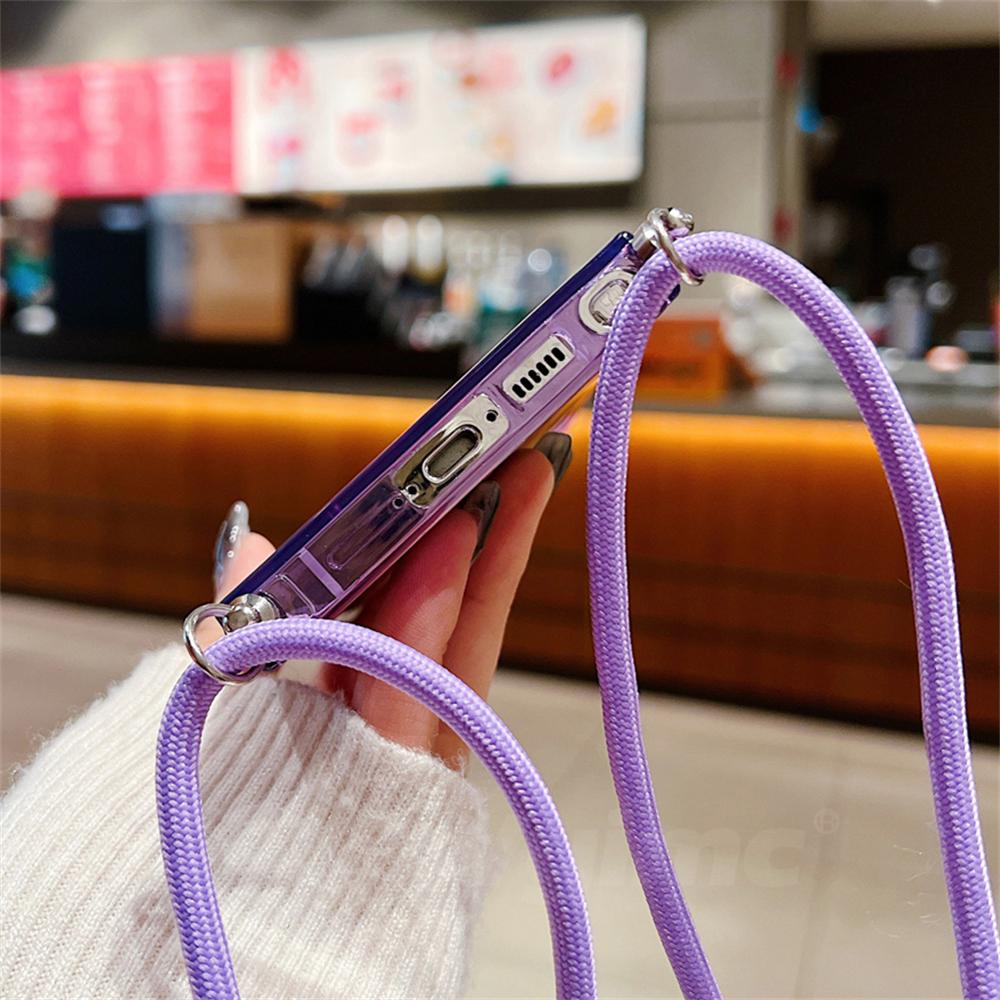 Противоударный ремешок для телефона Samsung Galaxy S24 Ultra S23 Plus S22 S21 S20 FE A24 A54 A14 ремешок через плечо прозрачный чехол