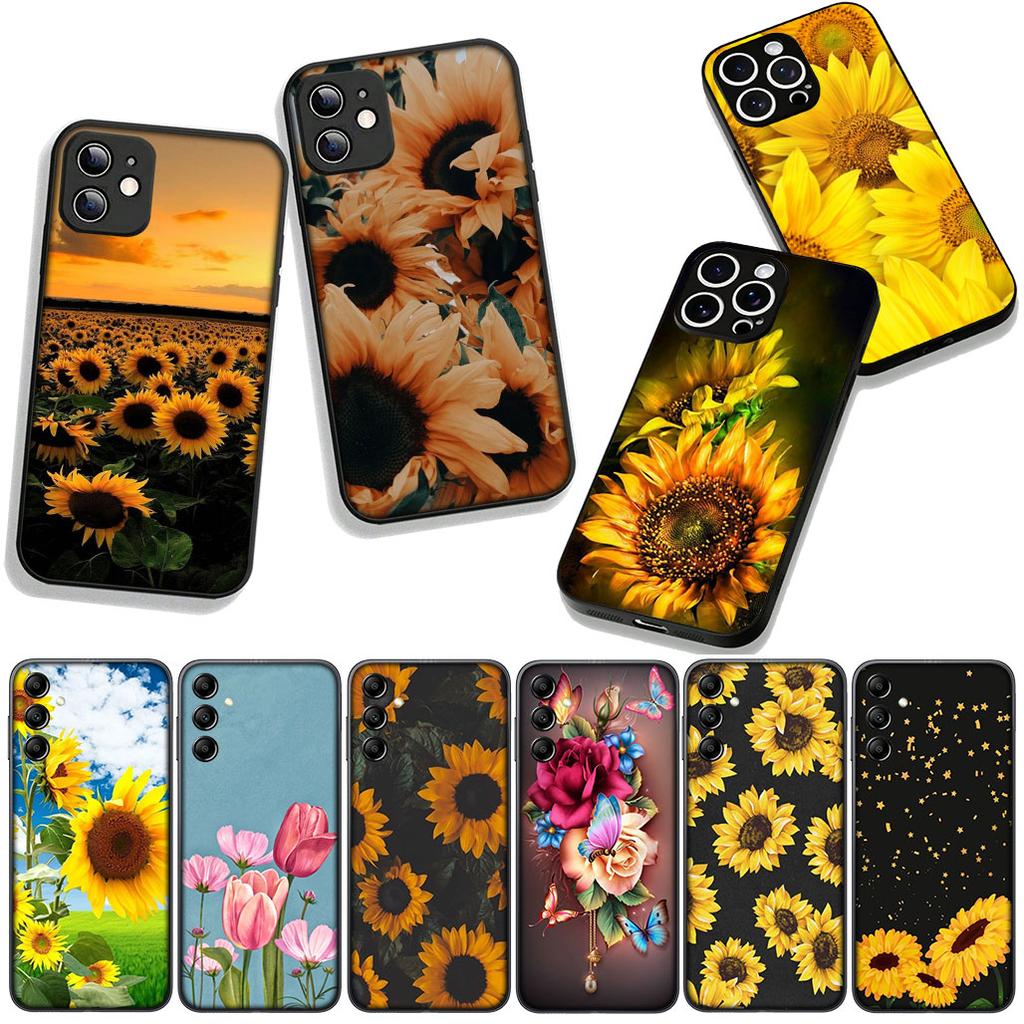 Cover Sunflower Flower Painted Yellow for Samsung Galaxy S25 S24 S22 S23 FE Ultra Plus A56 A05 A06 A15 A16 A55 S7 Edge Case