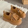 Fashion 5CM Women‘s Casual Loafers Anti-Fur Leather Derby Shoes Tassel Design Heightening Monk Shoes Slip-On Comfortable Rubber Sole