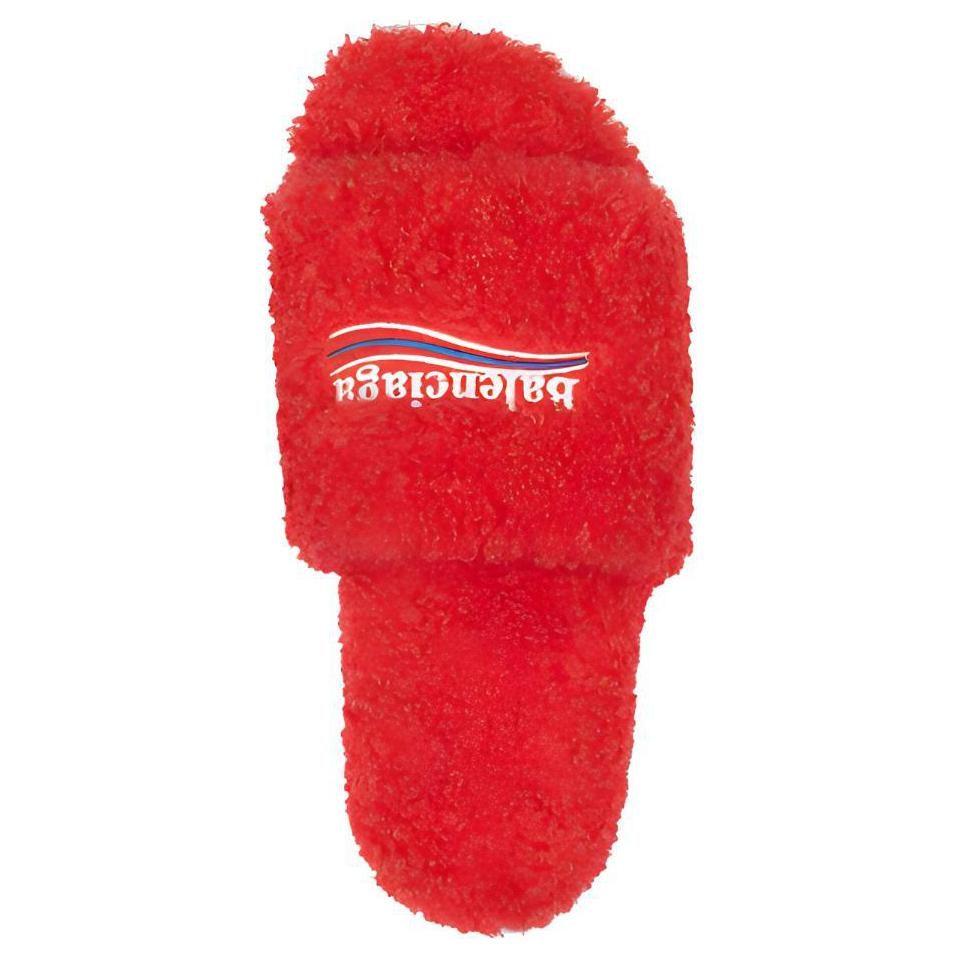 Balenciaga Меховые шлепанцы Красные Белые Женские 654261W2DO16596
