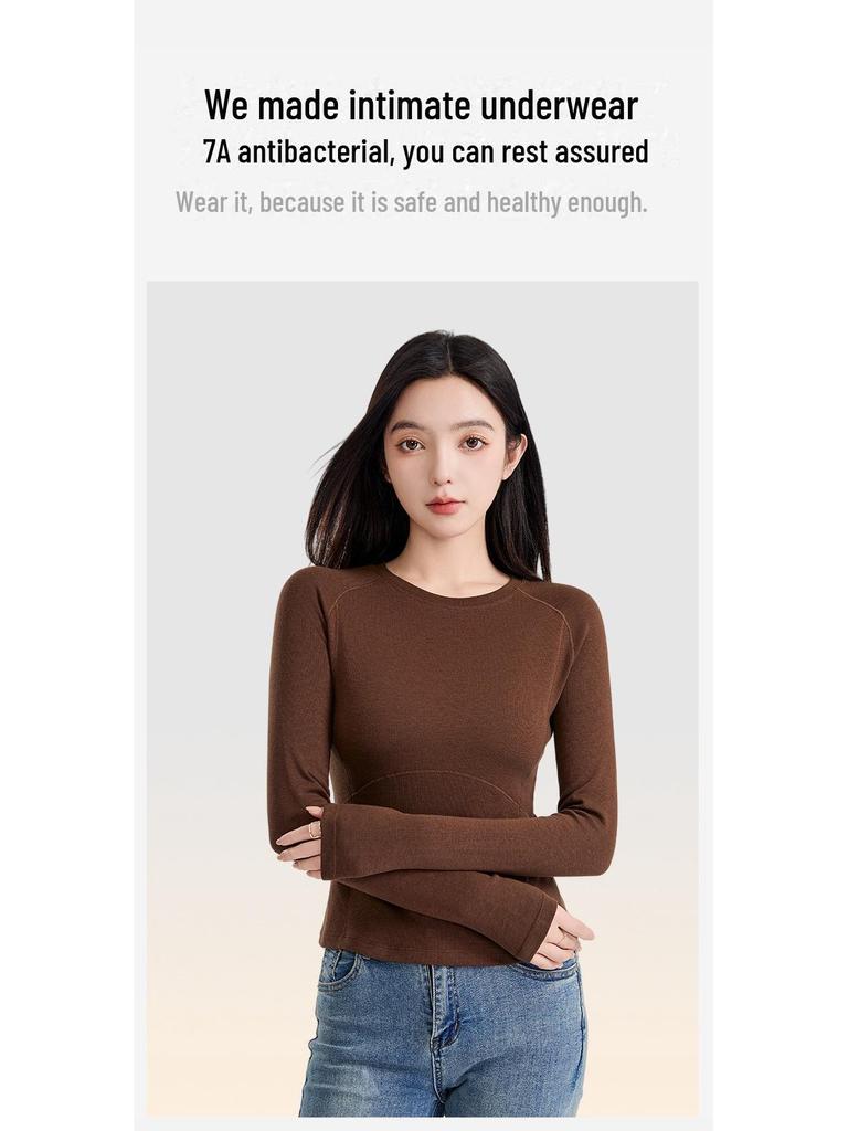 Women's Merino Wool Velvet Bottoming Shirt - Antibacterial Autumn Top