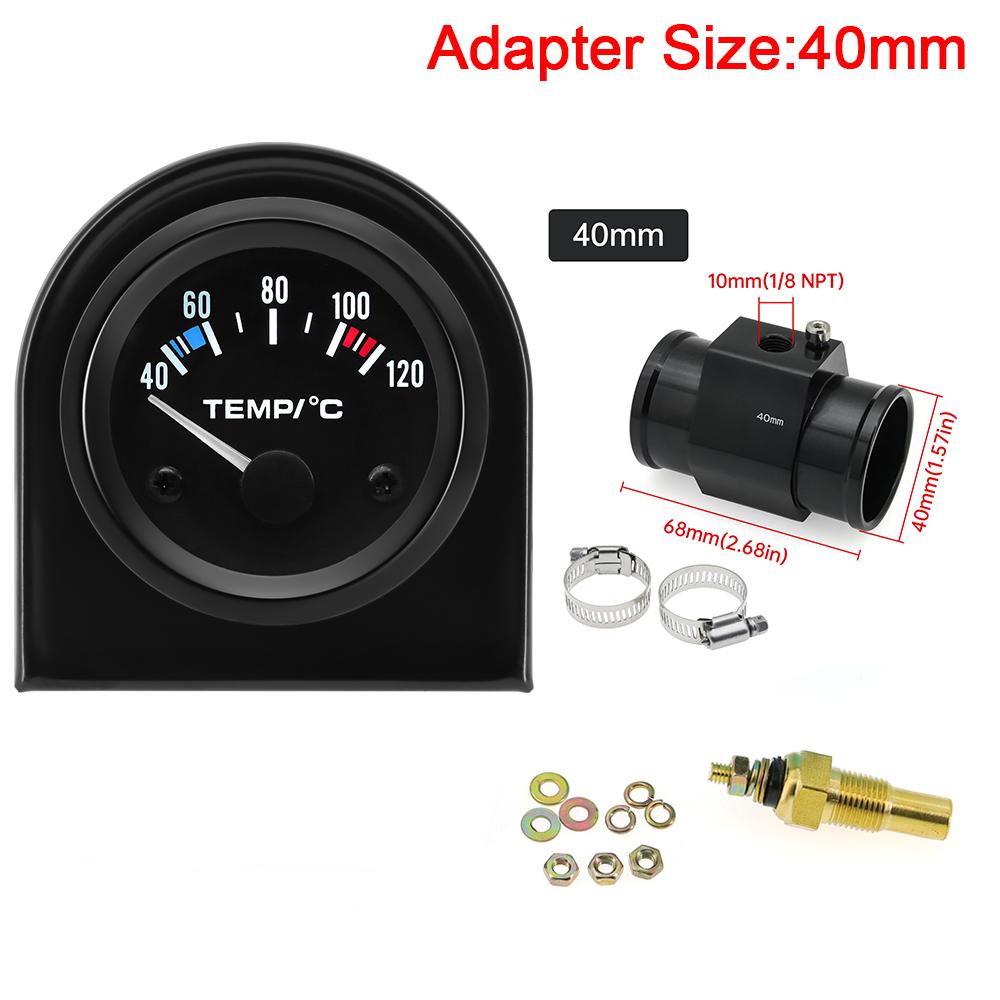 52mm Water Temperature Gauge 40-120℃ Water Temp Meter Indicator With NPT 1/8 Sensor Water Temperature Gauge Adapter (Option)