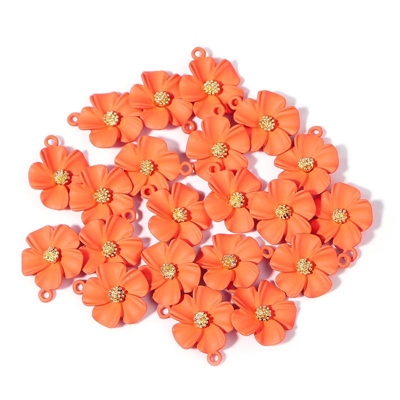 Colored Five Petal Flower Pendant Women Summer Lovely Bracelets Necklace Charms Diy Alloy Jewelry Making Accessories