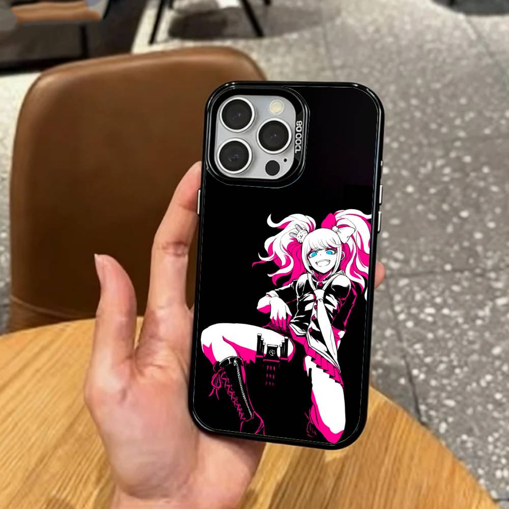 J-Junko E-Enoshima Anime Phone Case For iPhone17,16,15,14,13,12,11 Plus,Pro Max Colored Silver Plated Inside Cover