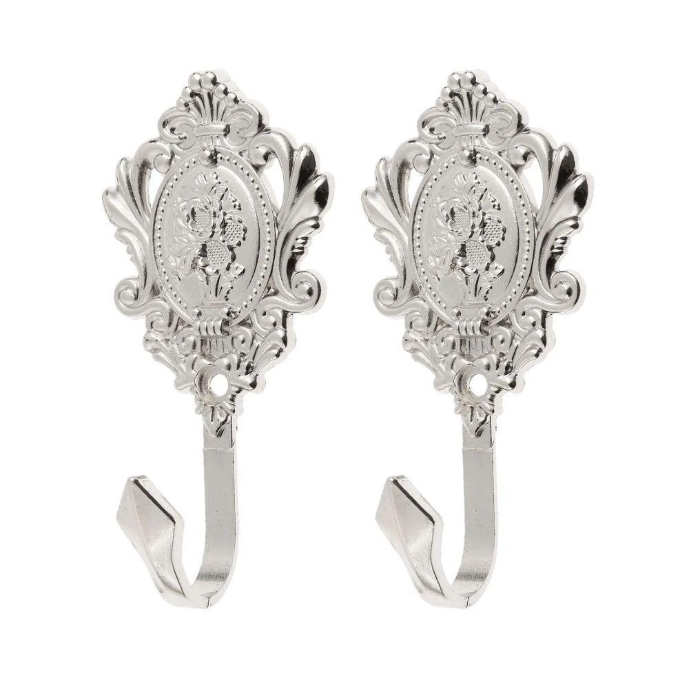 2Pcs Zinc Alloy Wall Hook European Classic Drapery Curtain Tieback Hooks Trendy Cloth-hat Hook
