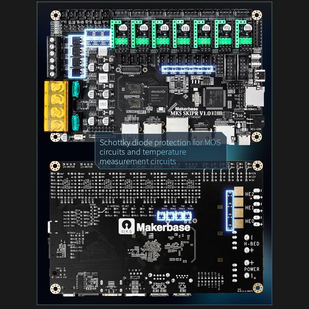 Плата управления MKS SKIPR с четырехъядерным 64-битным SOC STM32F407VET6 запускает Klipper с EMMC для Voron VS для RaspberryPi