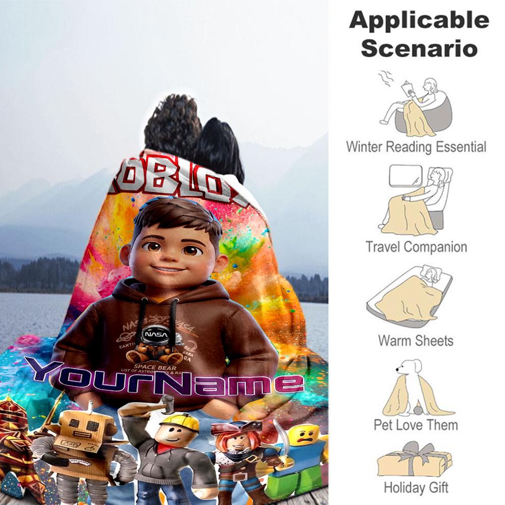 Roblox 310 Personalized Name Blanket Gift Personalized Blanket Soft Warm Cozy Suitable for Seaside Couch Living Room Chair for All Occasions