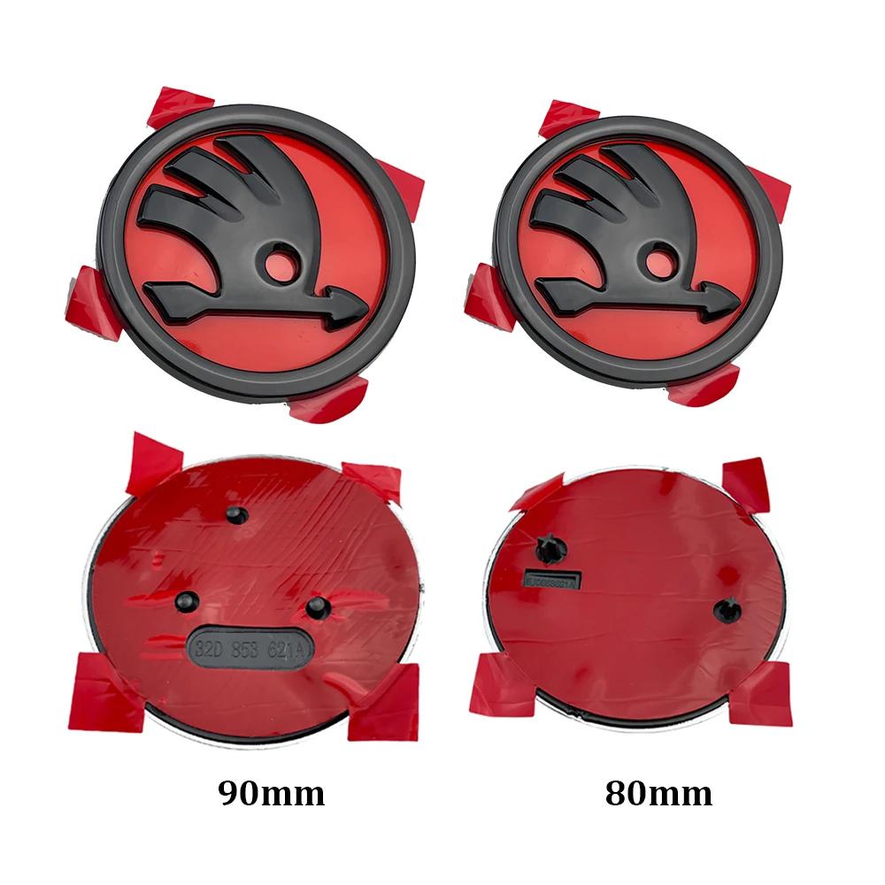 Car Sticker 2Pcs 80mm 90mm Emblem For Skoda Fabia 1 2 Octavia a7 RS Superb Rapid Yeti Karoq Vision Car Head Front Rear Boot Tail