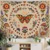 Butterflies dancing among flowers Digital printing polyester wall hanging tapestry Living room bedrooms Office background gift