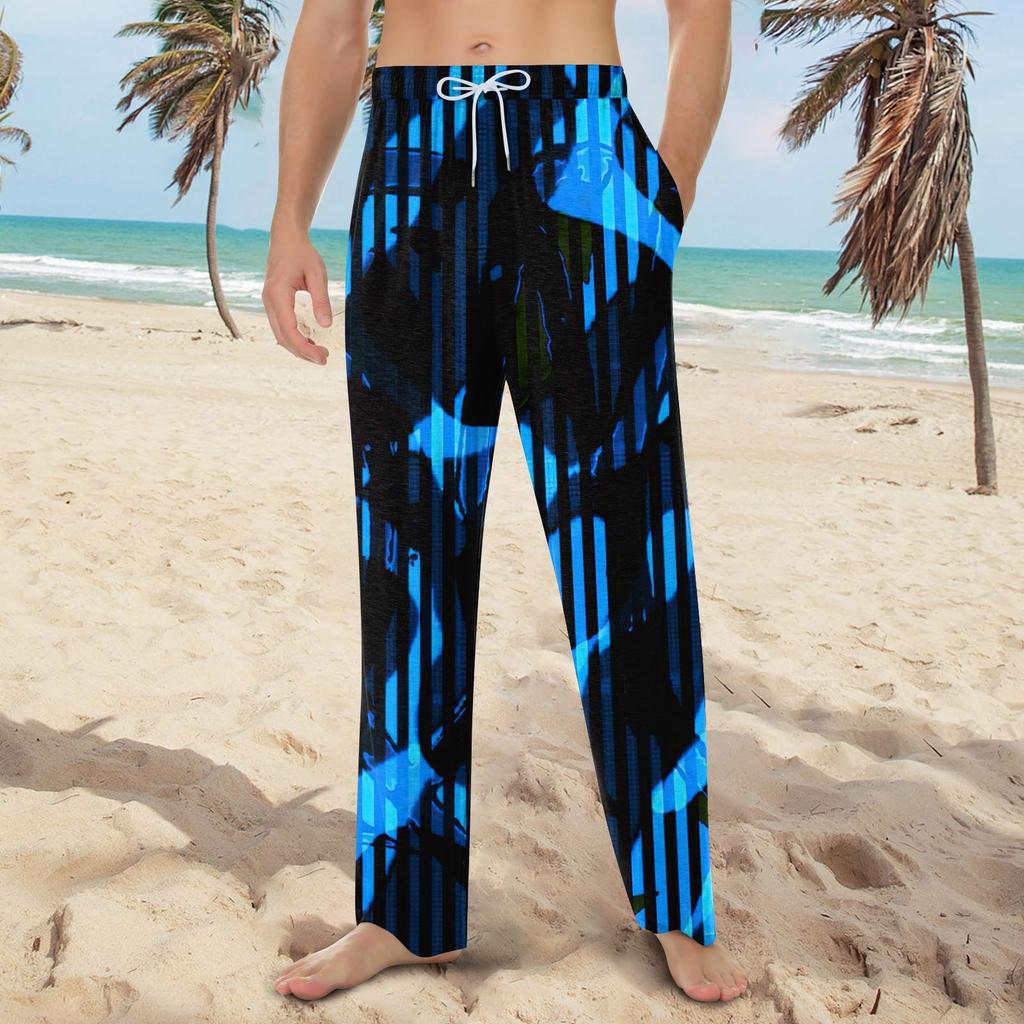 Мужские домашние мягкие пижамные штаны со шнурком и карманами, повседневные спортивные штаны