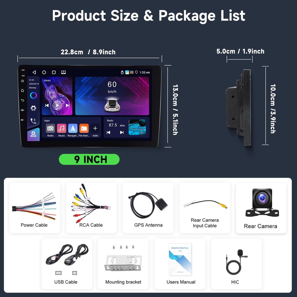 Автомобильная стереосистема 2din Wireless Carplay Android Hodozzy Android 9-дюймовый сенсорный экран автомобильное радио Dual Din Android Car Audio с GPS DSP задний автомобильный радиоприемник