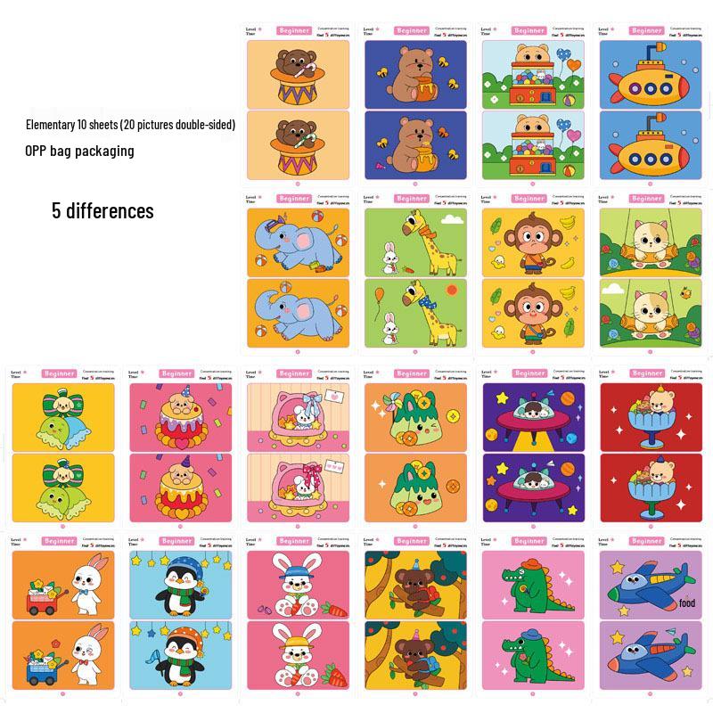 Трансграничные стираемые обучающие карточки - Развивающая игра "Найди отличия" для раннего обучения и развития внимания