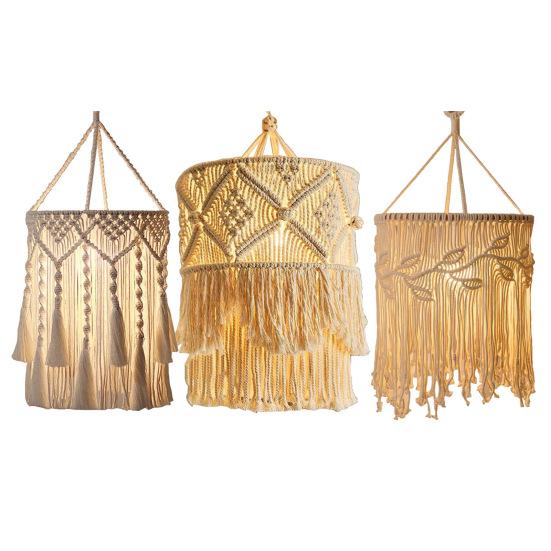 Boho Braided Lampshade Handmade Macrame Bohemian Lamp Shade Cotton Rope Hanging Lamp Shade for Bedroom Living Room Decor