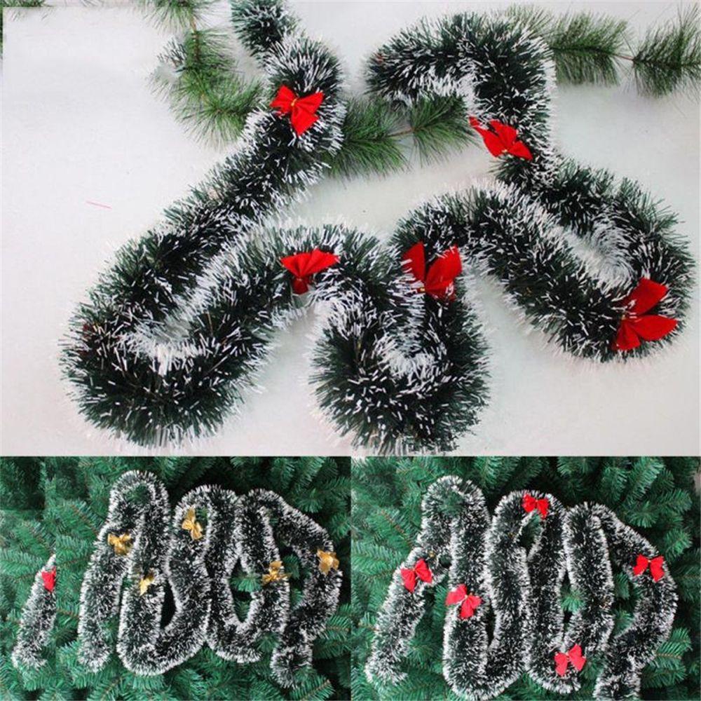 Bar Tops String Happy New Year Xmas With Bowknot Dark Green Ribbon Ribbon Garland Snowflake Strips