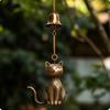 Bronze Lucky Cat Wind Chime Pendant Metal Wind Bell Tassels Figurines Japanese Feng Shui Home Decorations Gift