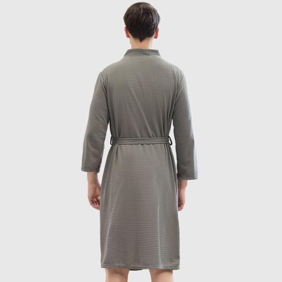 Мужской халат вафельный длинный стиль однотонный тонкий мягкий пижама свободный кардиган мужской