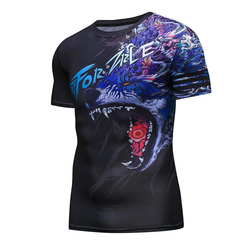 Ретро футболка с 3D-принтом дракона и тигра для мужчин, летняя фитнес-футболка с круглым вырезом, быстросохнущая, свободная, футболка в стиле Харадзюку, футболка для спортзала, мужская