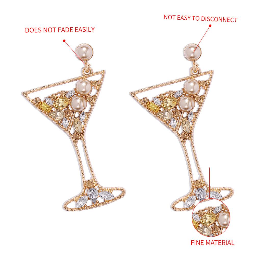 Fashion New Personality Trend Goblet Earrings Creative Design Geometric Diamond Earrings
