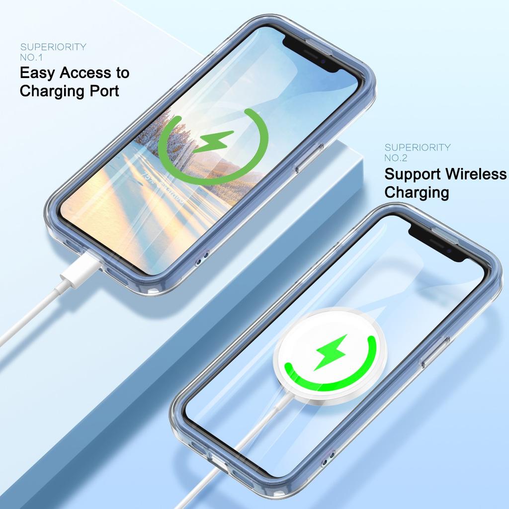 For iPhone 12/12 Pro Gradient Case PC+TPU Phone Cover with PET Screen Protector