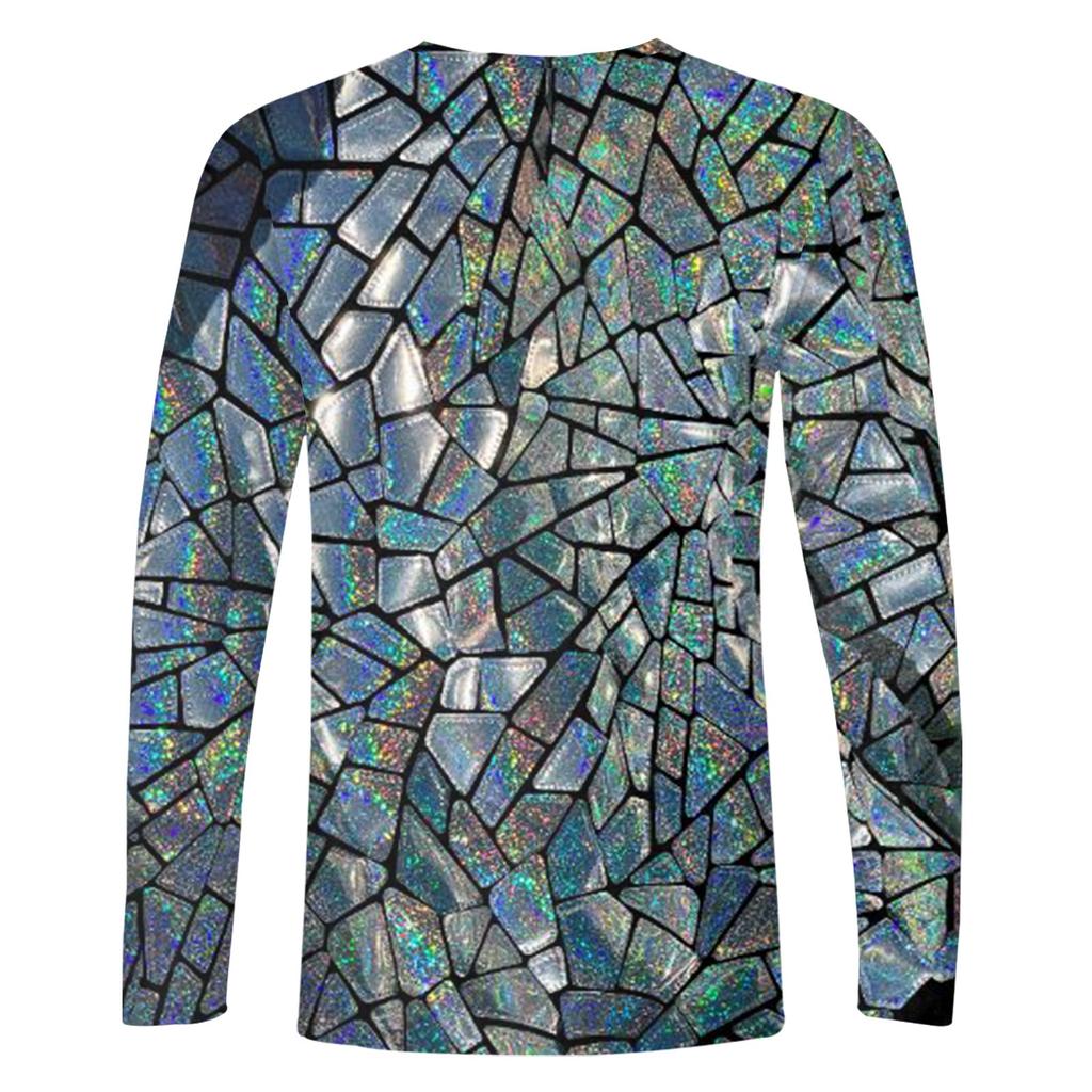 Муж. Футболка Круглый вырез Одежда Одежда На открытом воздухе Длинный рукав С принтом Модельер Винтаж