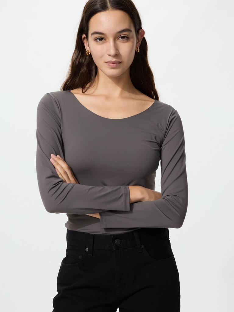 Uniqlo Футболка Airism с УФ-защитой, U-образный вырез, Dry Ex