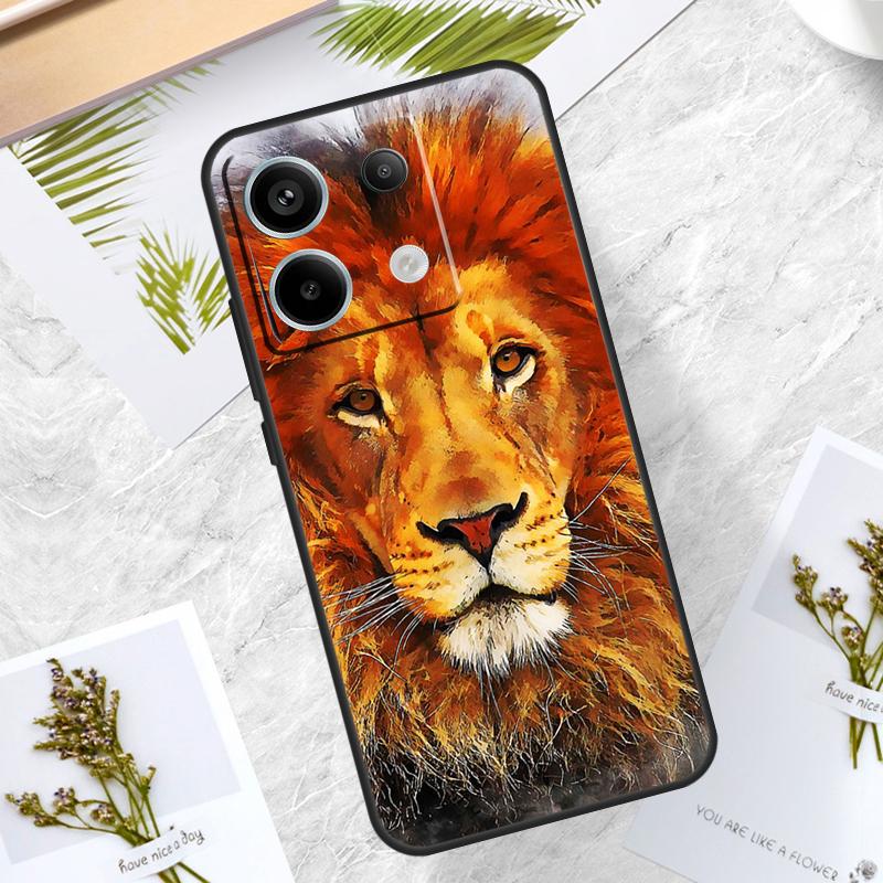 Lion Head Case For Xiaomi Redmi Note 14 Pro 12 11 10 13 15 Pro Plus Redmi 15 14C 10C 12C 13C 15C Cover