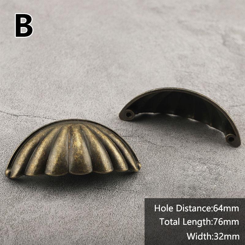 1PC Hardware Antique Brass Shell Knob Cabinet Pulls Cupboard Door Handle Home Decor Desk Drawer
