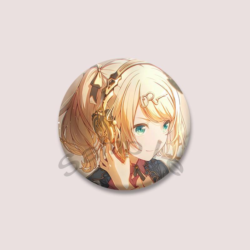 Kawaii Virtual Singer Kagamine Rin Round Brooch for Backpack Cartoon Idol Pins Accessories Lapel Badge for Fans Jewelry Gifts