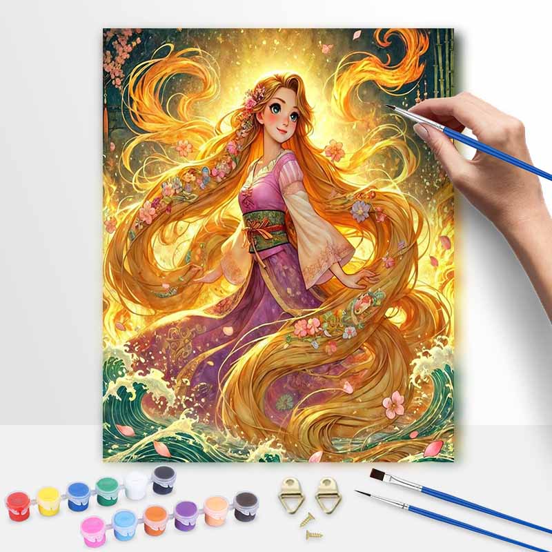 Disney Набор для масляной живописи Рапунцель, Домашний декор, Подарок ручной работы, Арт с принцессой из «Запутанной истории», Фэнтезийный портрет с золотыми волосами, DIY холст, Настенное ремесло