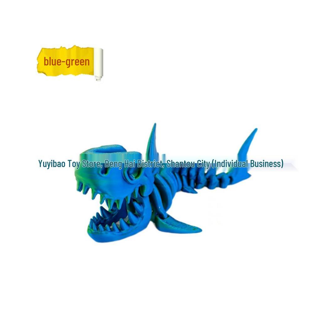 3D Printed Movable Shark Skeleton Toy Model Craft Figure Gift for Kids
