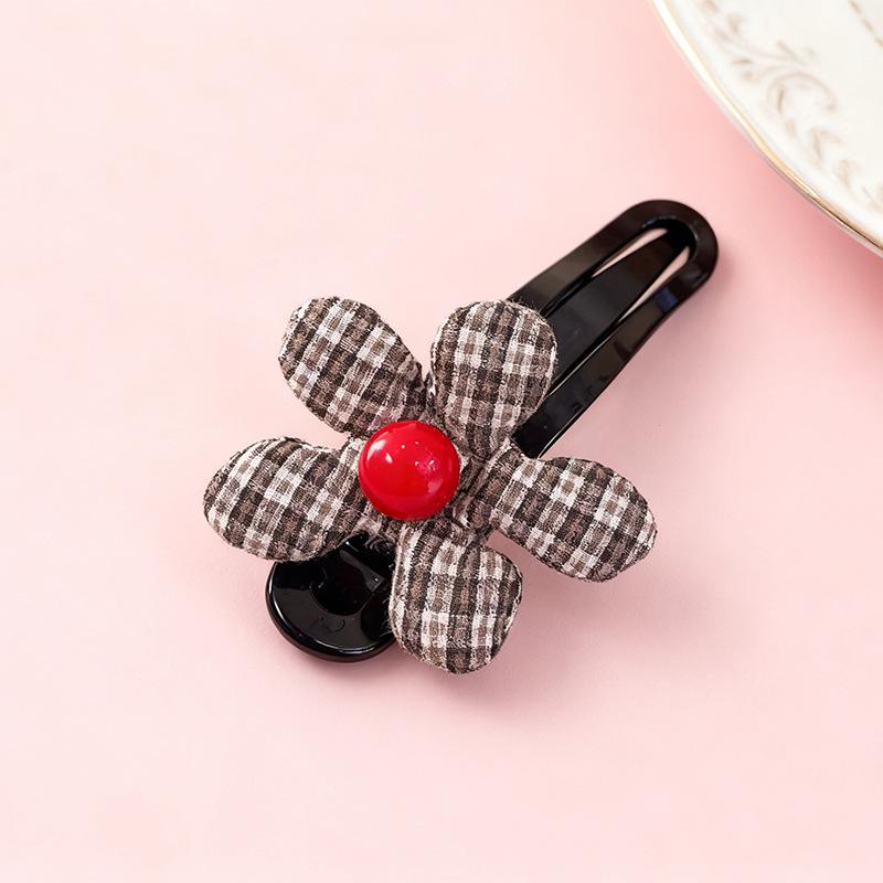 Korean Style Plaid Floral Duckbill Hair Clip – Large Size High-End Half-Up Hair Accessory