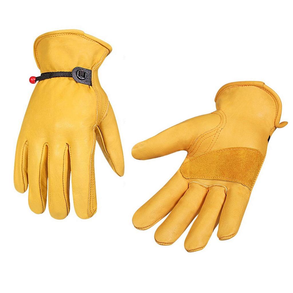 Work Gloves Prevent Slip Wearable Adjustable Soft Protective Faux Cowhide Gloves for Gardening