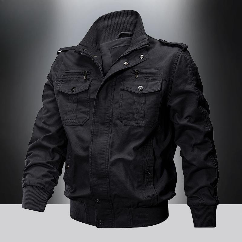 Весенне-осенняя мужская военная куртка из хлопка, повседневная свободная куртка для инструментов среднего возраста и молодежи