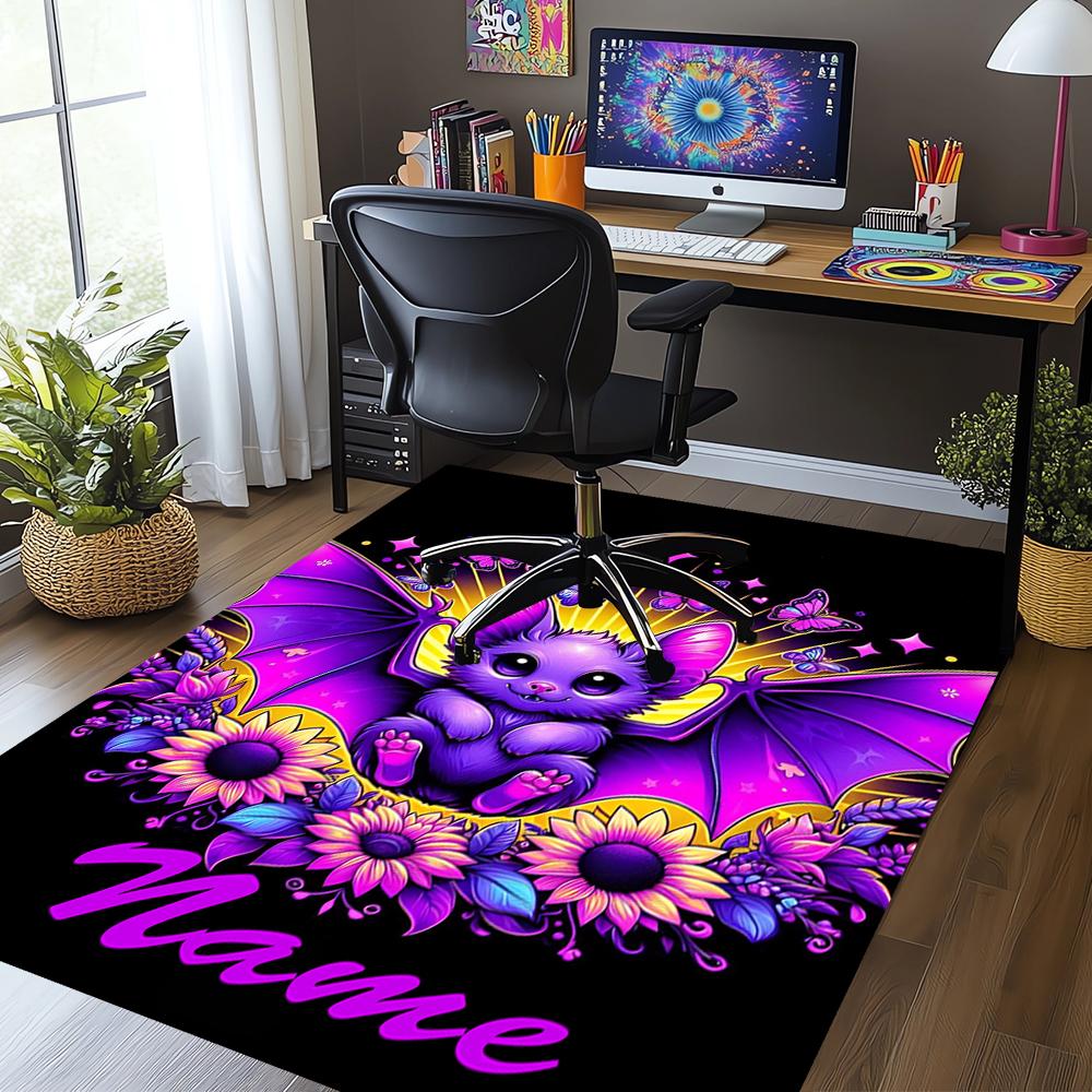 Custom Name Bat Printed Carpet,Rug for Office Chair Living Room Bedroom Kitchen Room Decor Gifts.