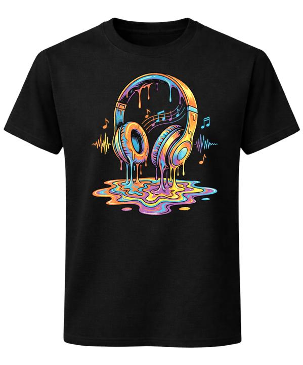 Colourful Melting Headphones T-Shirt Music DJ Festival Graphic Unisex Tee