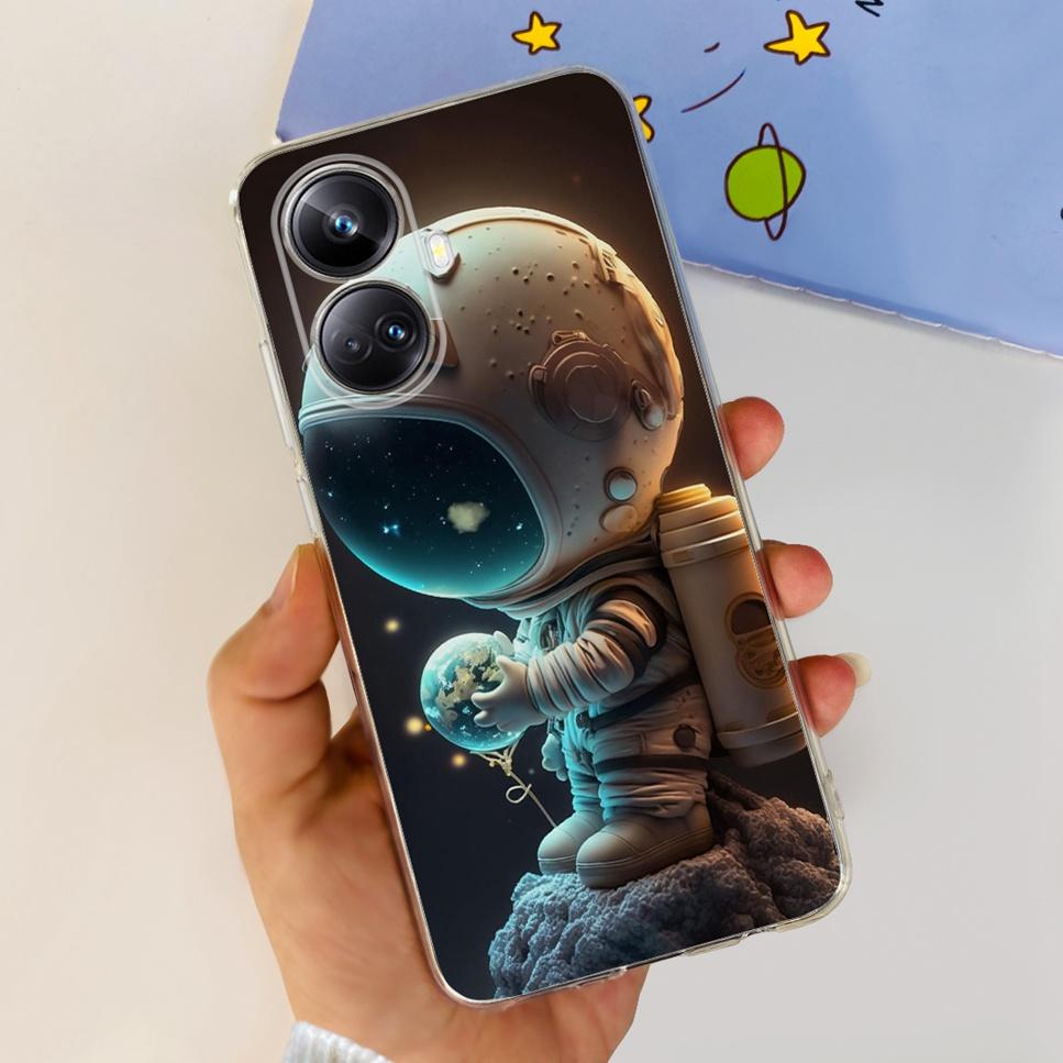 For Realme 10 Pro+ 6.7" RMX3687 Case Cute Cartoon Astronaut Cat Soft Silicon TPU Cover For Realme 10 Pro Plus Bumper Phone Case