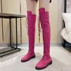 Lace-up Elegant with Low Heels Round Toe Thigh High Boots for Women Autumn Winter Gothic Biker Above Over The Knee Shoes Woman